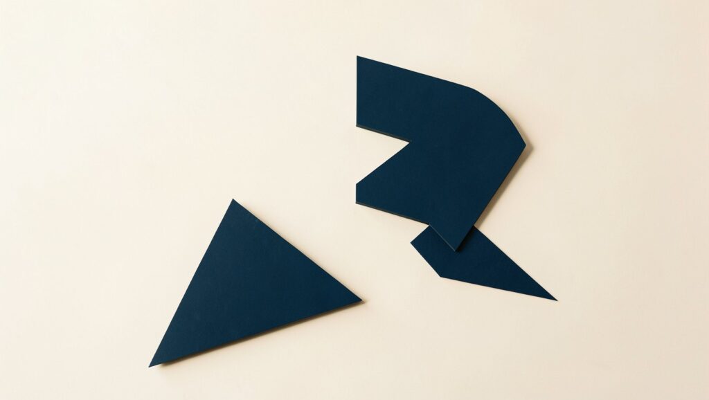 Asymmetrical scales and unequal geometric forms, suggesting imbalance in measurement.