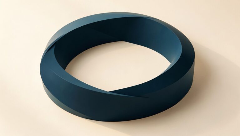 A continuous flowing loop of geometric forms suggesting feedback.