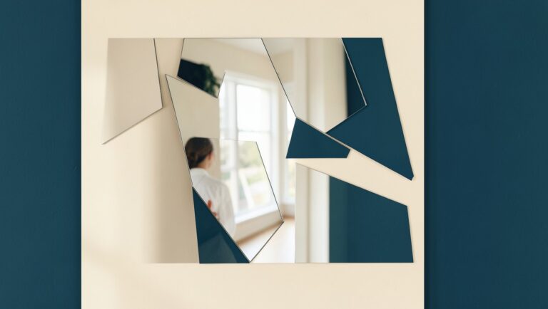 A fragmented mirror reflecting partial images, suggesting partial truth.