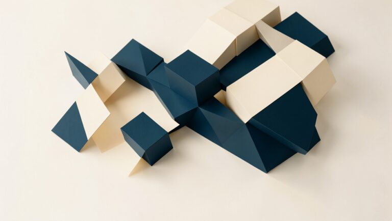 A network of interconnected geometric forms suggesting retrieval and grounding.
