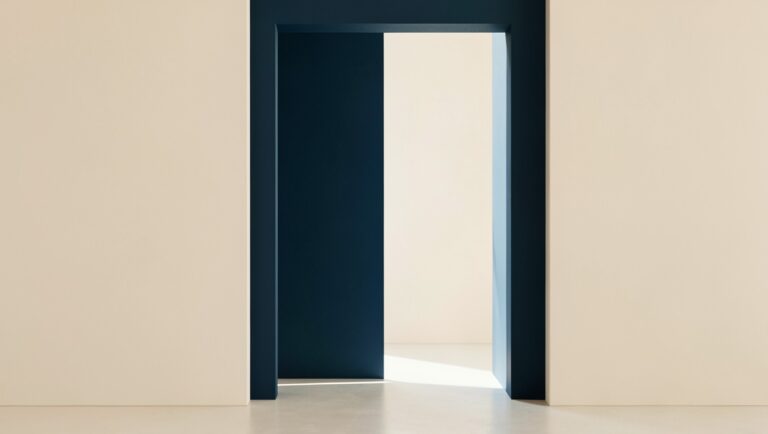 A threshold or open doorway between two architectural spaces.
